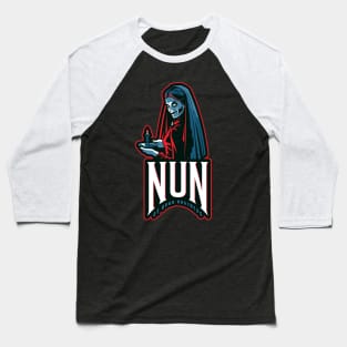 Creepy Horror "Nun Of Your Business" Sarcastic Baseball T-Shirt